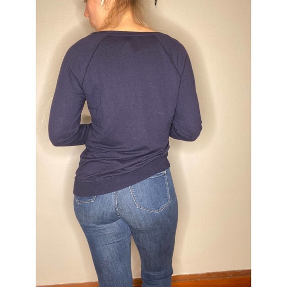 Unisex VINTAGE Champion Long Sleeved Tee Navy 1X - Picture 3 of 6